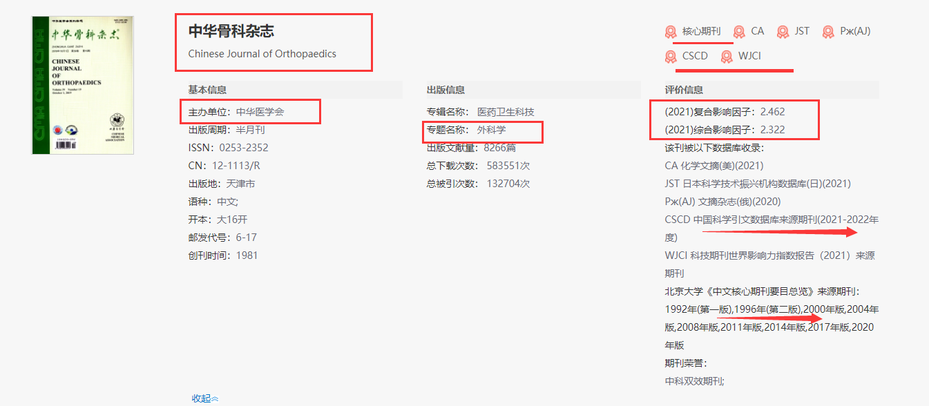 《中华骨科杂志》为双核心，评职认可度高！91学术