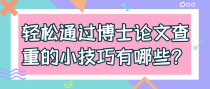 轻松通过博士论文查重的小技巧有哪些？